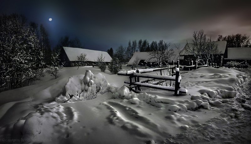 belarus, вечер, деревня, дом, луна, пейзаж, пригород, россия, minsk, сельский, местечко В ночь перед Рождествомphoto preview