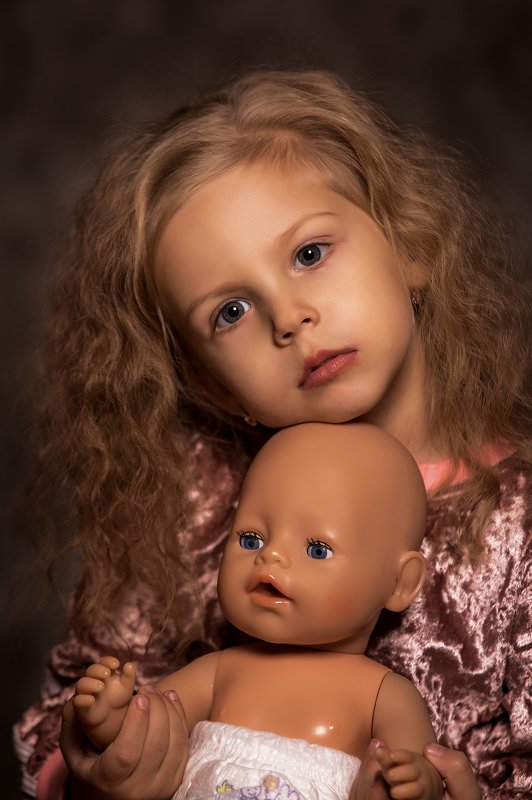 девочка, портрет, студия, кукла ***photo preview