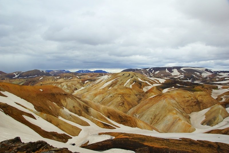 hike, walk, mountains, landscape, relief, nature, view, morning, season, summer, mood, sky, national, snow, peak, path, road, route, discovery, tourism, travel, beautiful, national, history, valley, park, interesting place, interest, weather, stone, color Landmannalaugarphoto preview