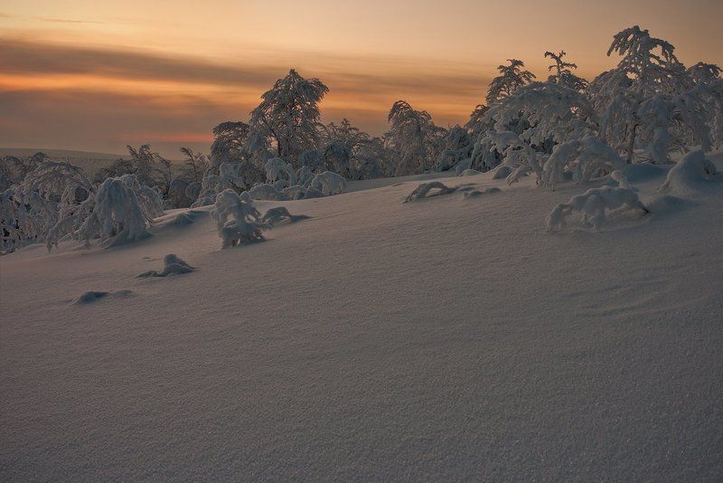 кольский, полуостров, зима, север Полярный закатphoto preview