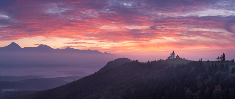 утро, рассвет, осень, пейзаж, горы Утро в Словенииphoto preview
