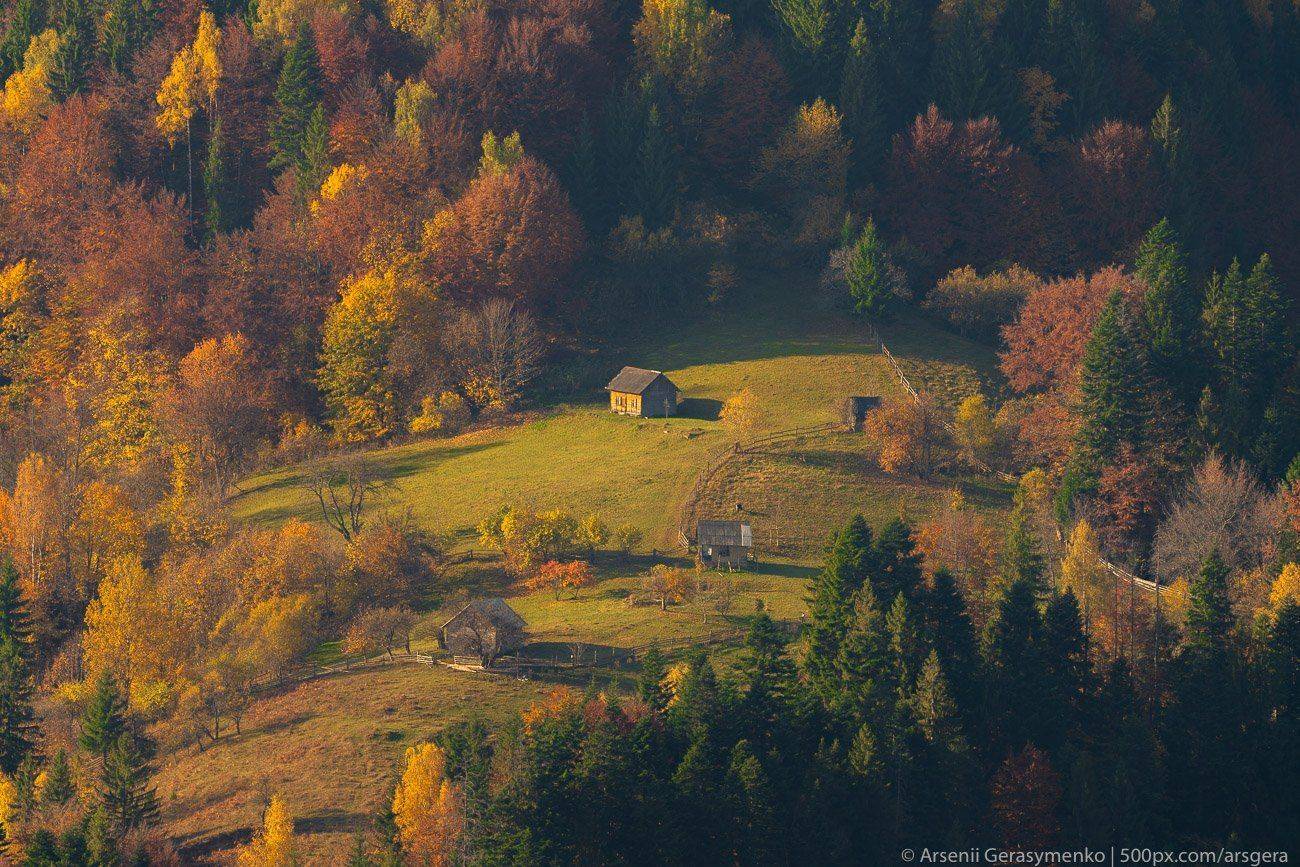 hut, carpathians, carpathian mountains, pasture, countryside, picturesque, mood, tranquil, houses, wooden, rural, mountains, foliage, wonderland, land, meadow, field, scenic, tourism, season, house, autumn, mountain, landscape, fall, background, beautiful, Арсений Герасименко