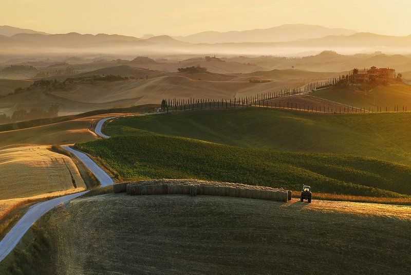 tuscany. тоскана, волны, waves,fog,mist весенним утромphoto preview