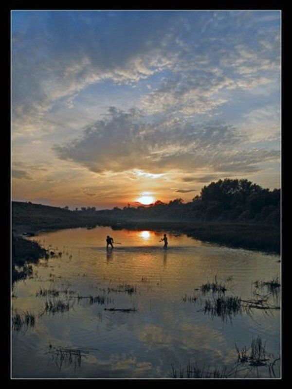 закат, река, природа photo preview