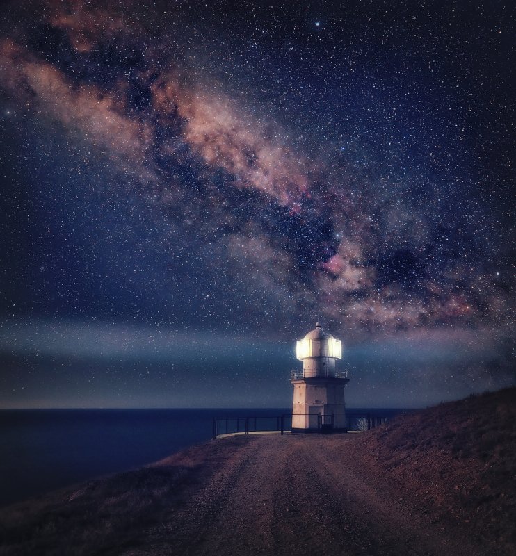 Маяк, мыс, Меганом, ночь, млечный путь, Маяк на мысе Меганомphoto preview