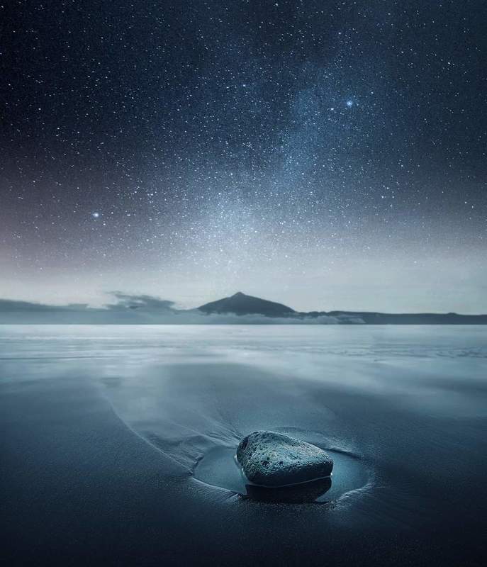 Water, long exposure, stars, milky way, stone, sea, mountain, beach *photo preview