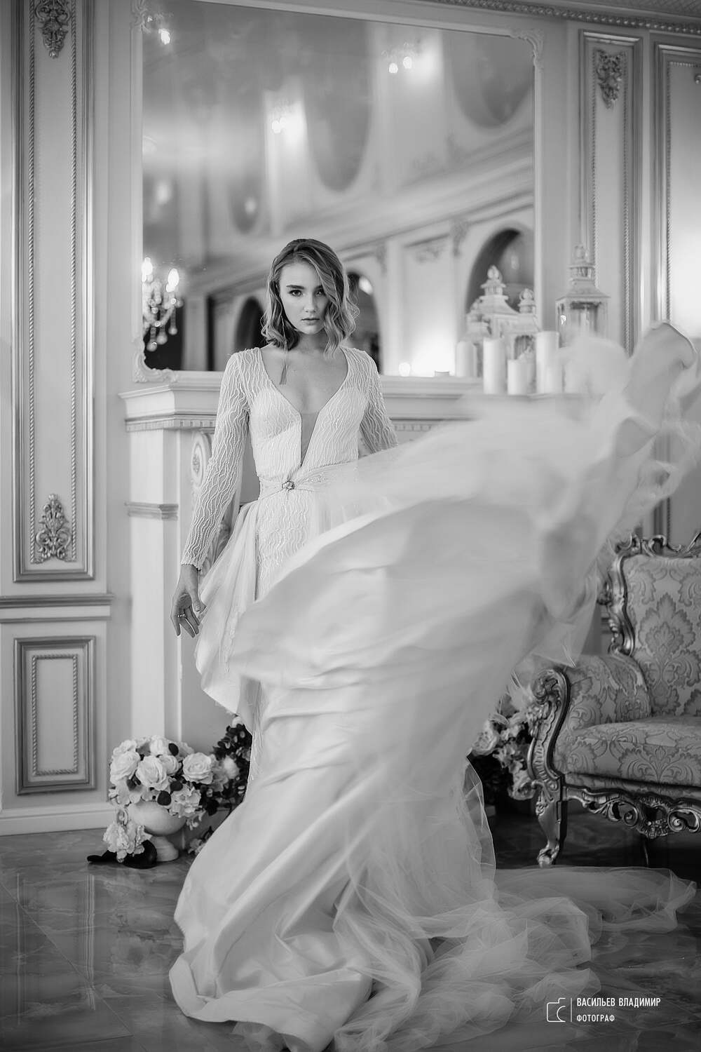 Катя. Автор: Владимир Васильев девушка, модель, портрет, фотосессия, макияж, причёска, гламур, платье, студия, фотопроект, roadshow, dress, make up, portrait, beauty, perfect, pretty, model, modeling, young, beautiful, road show, чёрно-белое фото, чб, b&w, bw, blackandwhite, Владимир Васильев