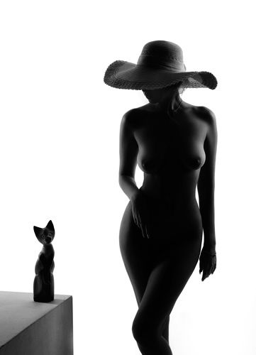 девушка и кошка