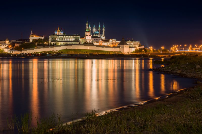 пейзаж, город, архитектура, река, Казань, Россия, огни, отражение, здание Огни Казаниphoto preview