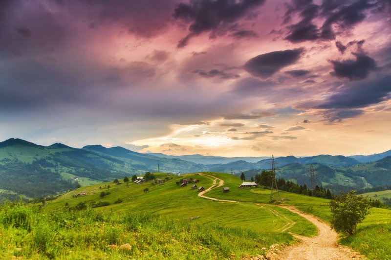 вечер, горы, гроза, закат, июнь, карпаты, лето, облака, тучи, украина июньским вечером после грозыphoto preview