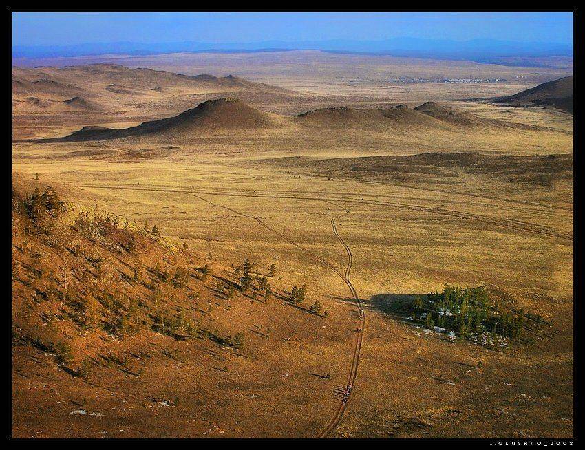 степь, холмы, горы, дорога, бурятия, Игорь Глушко