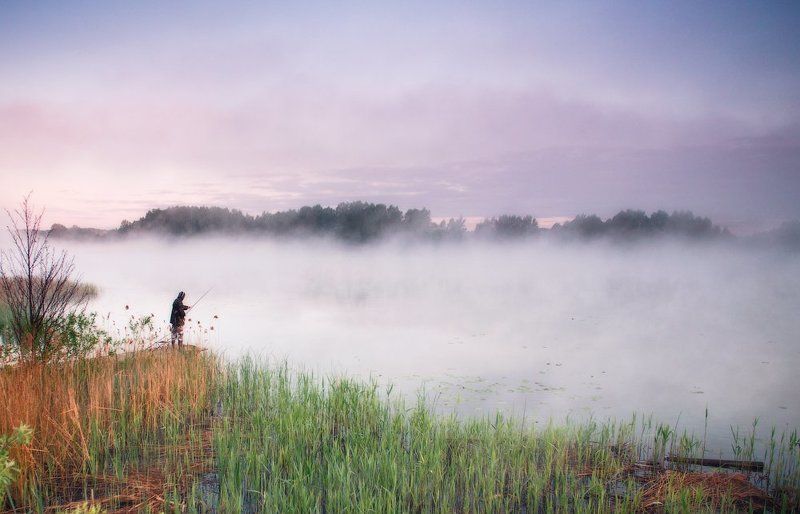 утро, рассвет, рыбак, туман ...Про рыбака...photo preview