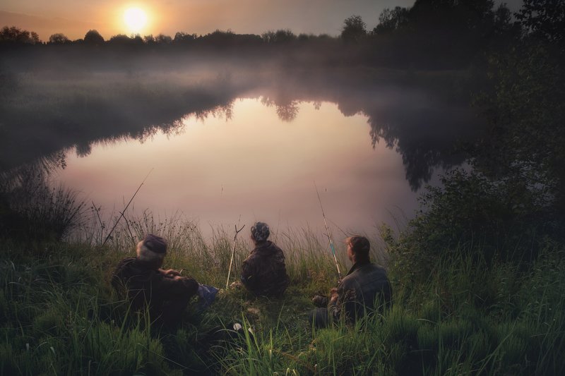 природа, пейзаж, утро, рыбалка, туман, солнце, nature, landscape, morning, fishing, fog, sun Рыбакиphoto preview