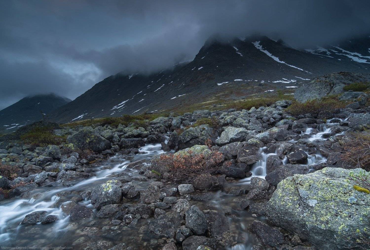 кольский, горы, хибины, ручей, ночь, полярный день, малая белая, Сергей Малинин